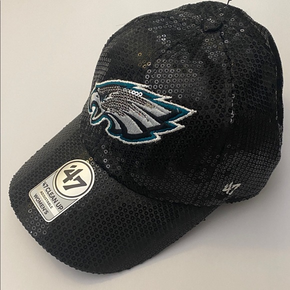 47 Philadelphia Eagles Black Sequin Cap featuring an embroidered sequined logo - Picture 5 of 13